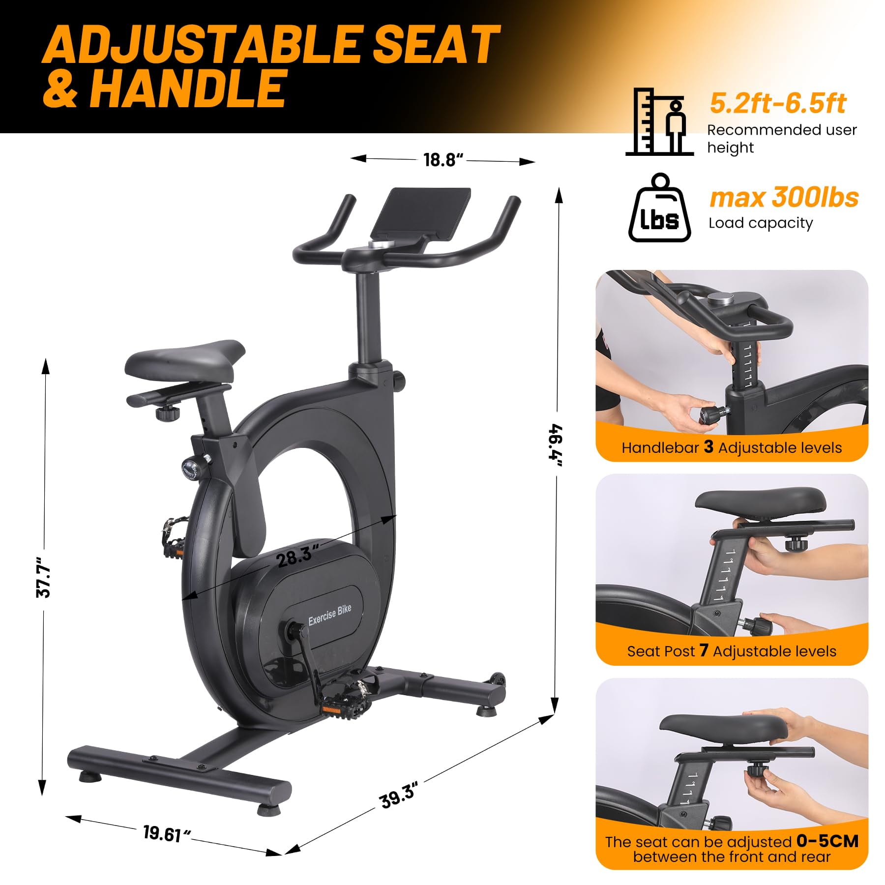 Towallmark Stationary Indoor Exercise Bike – Electromagnetic Resistance, Low Noise, Smart Knob Control, App Compatible, Upgraded Comfortable Seat for Home Cycling