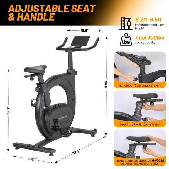 Towallmark Stationary Indoor Exercise Bike Electromagnetic Resistance, Low Noise, Smart Knob Control, App Compatible, Upgraded Comfortable Seat for Home Cycling