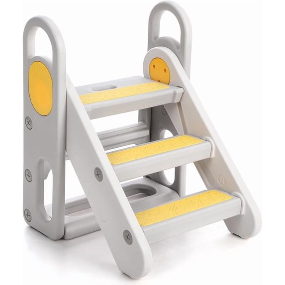 Towallmark Toddler Step Stool for Bathroom Sink, Kids Standing Tower, 3 Step Stool with Safety Handles for Kitchen, Bed, Toilet Potty Training, Non-Slip Three Step Ladder for Child Learning
