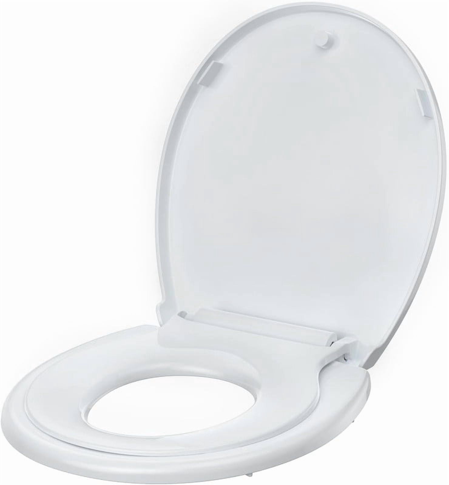 Towallmark Toilet Seat With Toddler Seat, Round Soft Close Toilet Cover With Quick Release Hinges, White PP Potty Training Seat, Family Use Toddler Toilet Seat