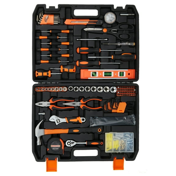 Towallmark Tool Set with Plastic Toolbox Storage Case, 242 Piece Basic Household Tool Kits, Toolbox with Tools, Mechanic Hand Tool Kit for Home Maintenance, Dorm and DIY Projects