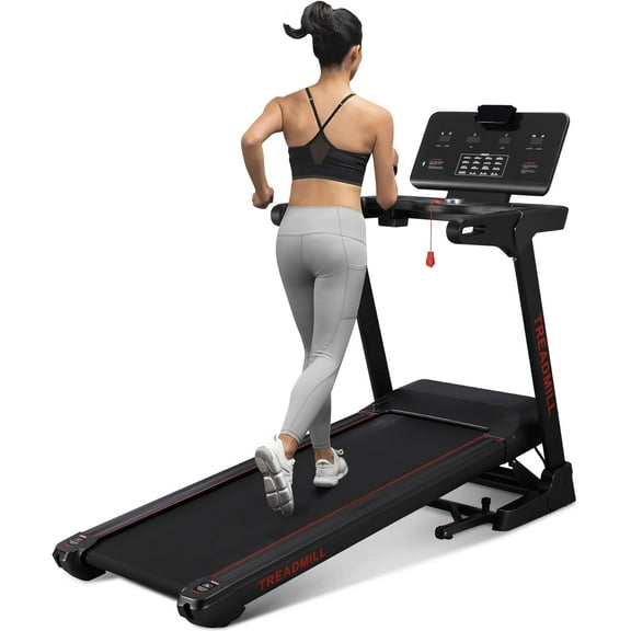 Towallmark Treadmill - Foldable Heavy Duty w 18% Auto Incline, 20" Wide Belt, 20 Speed, 60 Programs, 350LBS Capacity, Dedicated Speed Buttons, 25" Display, Bluetooth & APP Compatible