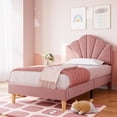 thumbnail image 1 of Towallmark Twin Bed Frame, Velvet Upholstered Platform Bed Frame with Height Adjustable Headboard for Boys & Girls, Wood Slat Support, Easy to Assemble, No Box Spring Needed, Light Pink, 1 of 9