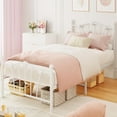thumbnail image 1 of Towallmark Twin Size Bed Frame, Heart Shaped Metal Bed Frame with Headboard and Footboard, Platform Bed Frame with Sturdy Slat Support, Underbed Storage Space, No Box Spring Needed, White, 1 of 6