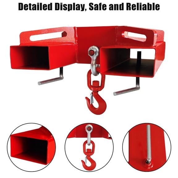 Towallmark Universal Forklift Lifting Hook 6600 lbs Capacity Forklift Hoist with Swivel Hook and 2 L-Screws for Secure Fixation