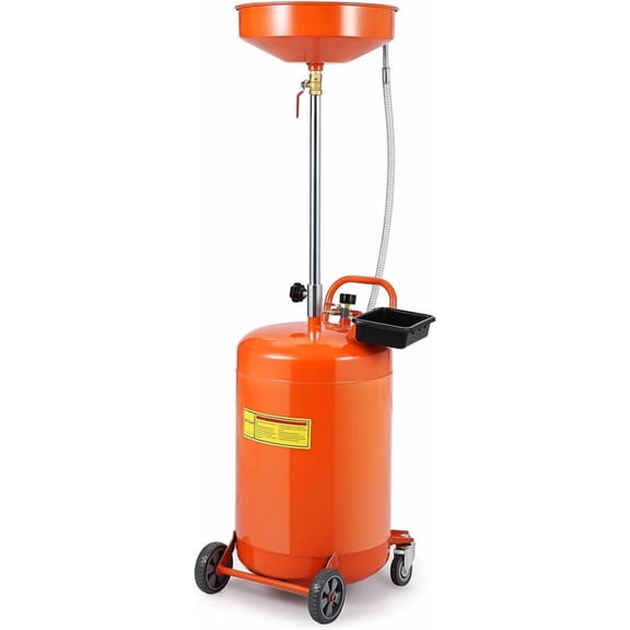 Towallmark Waste Oil Drain Tank, 20 Gallon Portable Oil Drain Container With Adjustable Funnel 38 65", Air Operated Fluid Transfer System With 360 Wheels Toolbox