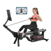 Towallmark Water Rowing Machines for Home, 380 Lbs Capacity Rower Machine with Led Digital Monitor, Wide Ergonomic Seating and Tablet Holder, App Compatible