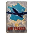 thumbnail image 1 of Towards New Skies - Plane soars through sun-lit gap in clouds shaped like a map of France - Vintage Travel Poster c.1947 - 8 x 12 inch Vintage Wood Art Sign, 1 of 4