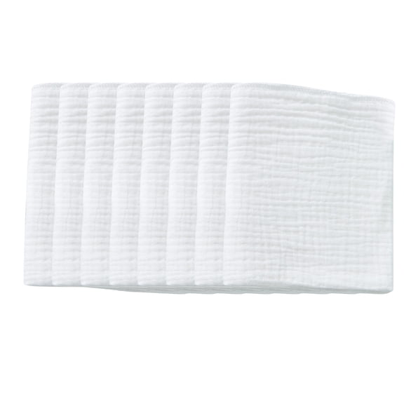 Towel 2 Burp Cloths 8 Pack for Baby Large Towelettes Gentle Absorbent Bib-Like Design for Daily Use 8PCS, 45 cm×43 cm, White