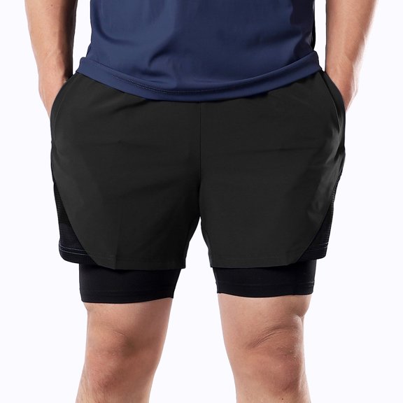 Towel 2-In-1 Men Running Shorts With Towel Loop Pockets Quick Dry Exercise Shorts For Training Gym Workout