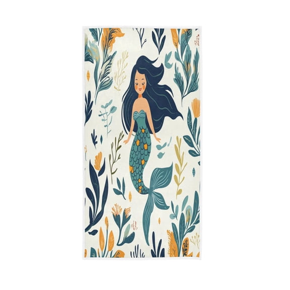 Towel 30x15 Inch Face Towel Hand Towel Bath Towels Hand Bath Towels Single-Sided Printed Towels, Lightweight, Breathable and Absorbent Beautiful Cartoon Mermaid