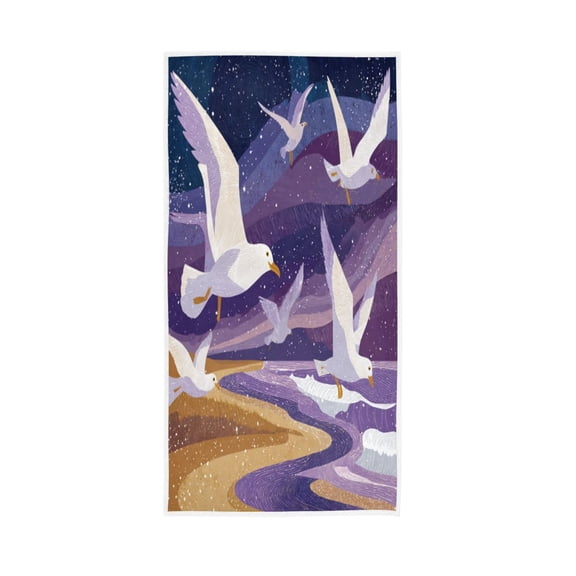 Towel 30x15 Inch Face Towel Hand Towel Bath Towels Hand Bath Towels Single-Sided Printed Towels, Lightweight, Breathable and Absorbent Beautiful Seagulls