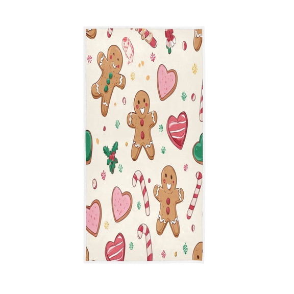Towel 30x15 Inch Face Towel Hand Towel Bath Towels Hand Bath Towels Single-Sided Printed Towels, Lightweight, Breathable and Absorbent Cartoon Christmas Gingerbread Man