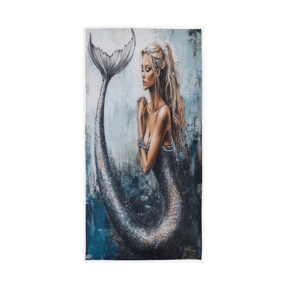 Towel 30x15 Inch Face Towel Hand Towel Bath Towels Hand Bath Towels Single-Sided Printed Towels, Lightweight, Breathable and Absorbent Cartoon Mermaid Pattern