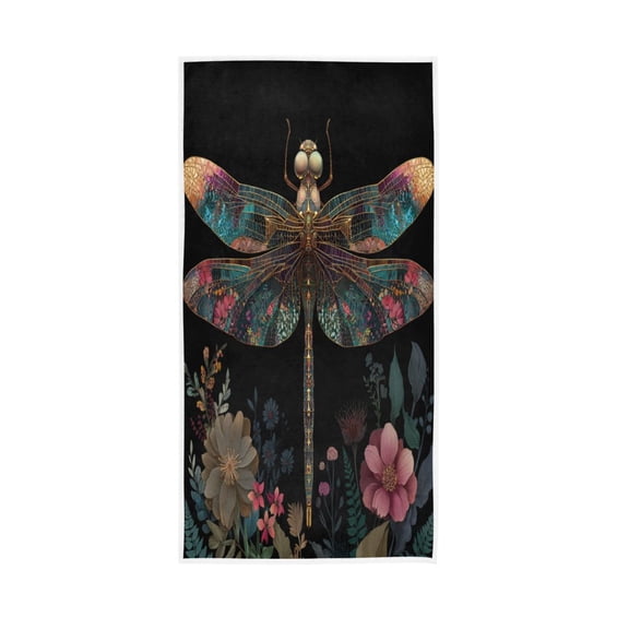 Towel 30x15 Inch Face Towel Hand Towel Bath Towels Hand Bath Towels Single-Sided Printed Towels, Lightweight, Breathable and Absorbent Colorful Dragonfly Pattern