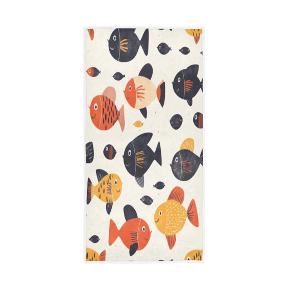 Towel 30x15 Inch Face Towel Hand Towel Bath Towels Hand Bath Towels Single-Sided Printed Towels, Lightweight, Breathable and Absorbent Colorful Pretty Little Fish Seamless