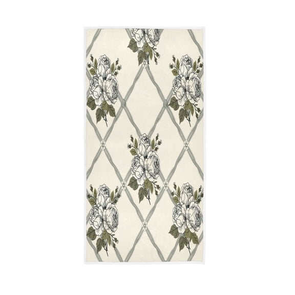 Towel 30x15 Inch Face Towel Hand Towel Bath Towels Hand Bath Towels Single-Sided Printed Towels, Lightweight, Breathable and Absorbent Cream Vintage Floral Vector
