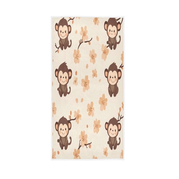 Towel 30x15 Inch Face Towel Hand Towel Bath Towels Hand Bath Towels Single-Sided Printed Towels, Lightweight, Breathable and Absorbent Cute Little Brown Monkey
