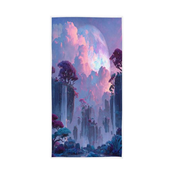 Towel 30x15 Inch Face Towel Hand Towel Bath Towels Hand Bath Towels Single-Sided Printed Towels, Lightweight, Breathable and Absorbent Fantasy Floating Island Waterfalls
