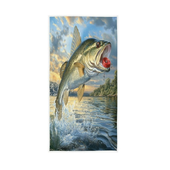 Towel 30x15 Inch Face Towel Hand Towel Bath Towels Hand Bath Towels Single-Sided Printed Towels, Lightweight, Breathable and Absorbent Gold Fish Pattern