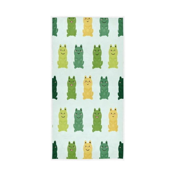 Towel 30x15 Inch Face Towel Hand Towel Bath Towels Hand Bath Towels Single-Sided Printed Towels, Lightweight, Breathable and Absorbent Green Frog Seamless