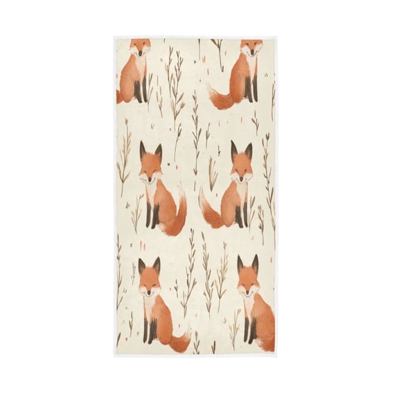 Towel 30x15 Inch Face Towel Hand Towel Bath Towels Hand Bath Towels Single-Sided Printed Towels, Lightweight, Breathable and Absorbent Little Fox Cartoon