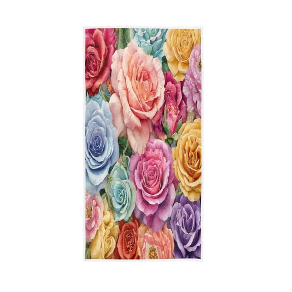 Towel 30x15 Inch Face Towel Hand Towel Bath Towels Hand Bath Towels Single-Sided Printed Towels, Lightweight, Breathable and Absorbent Lush Watercolor Roses Art