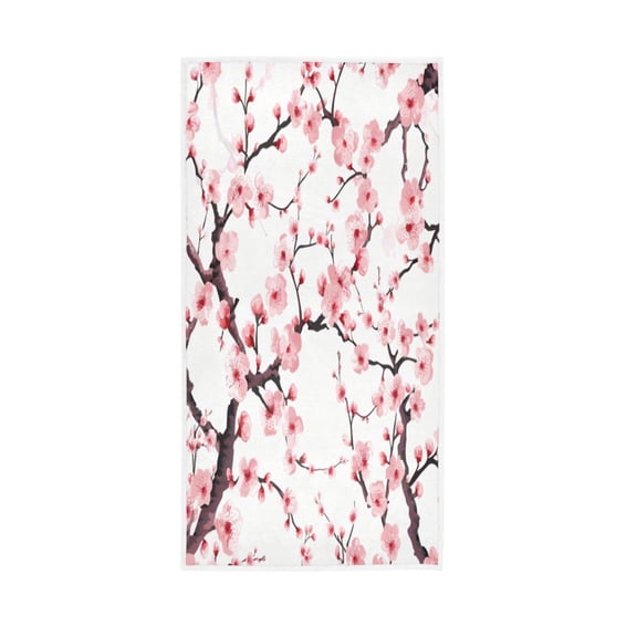 Towel 30x15 Inch Face Towel Hand Towel Bath Towels Hand Bath Towels Single-Sided Printed Towels, Lightweight, Breathable and Absorbent Pink Cherry Blossom
