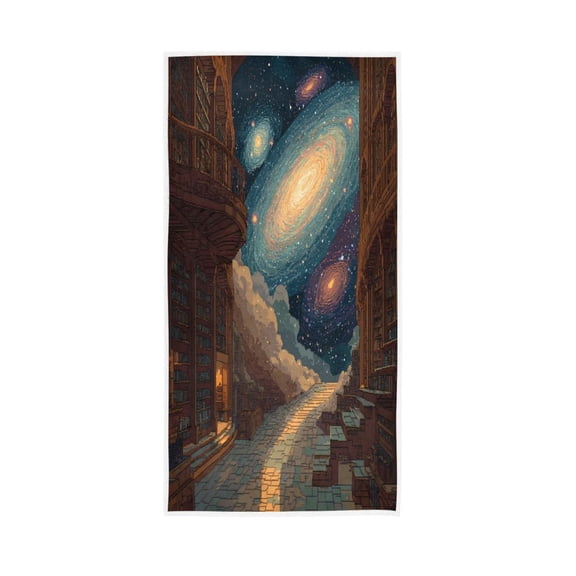 Towel 30x15 Inch Face Towel Hand Towel Bath Towels Hand Bath Towels Single-Sided Printed Towels, Lightweight, Breathable and Absorbent Pixel Galaxy Library Milky Way