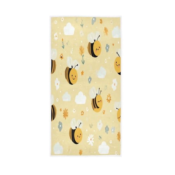 Towel 30x15 Inch Face Towel Hand Towel Bath Towels Hand Bath Towels Single-Sided Printed Towels, Lightweight, Breathable and Absorbent Smiling Bees Yellow Honeycomb