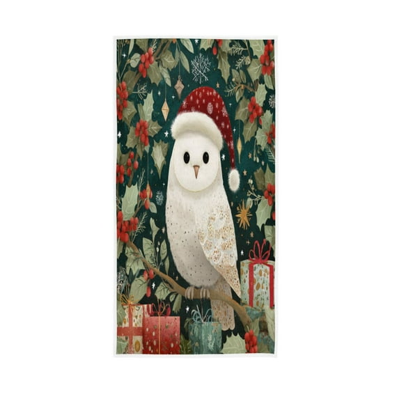 Towel 30x15 Inch Face Towel Hand Towel Bath Towels Hand Bath Towels Single-Sided Printed Towels, Lightweight, Breathable and Absorbent Warm Christmas Owl