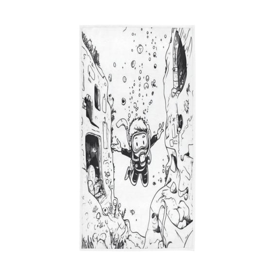 Towel 30x15 Inch Face Towel Hand Towel Bath Towels Hand Bath Towels Single-Sided Printed Towels, Lightweight, Breathable and Absorbent Black Diving