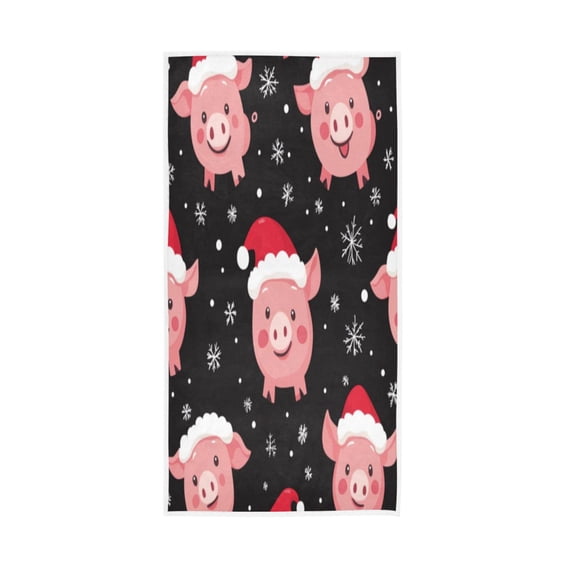 Towel 30x15 Inch Face Towel Hand Towel Bath Towels Hand Bath Towels Single-Sided Printed Towels, Lightweight, Breathable and Absorbent Christmas Pig