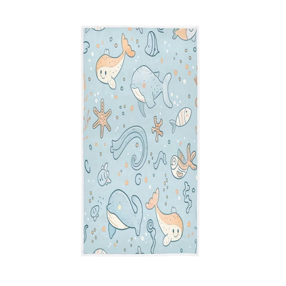 Towel 30x15 Inch Face Towel Hand Towel Bath Towels Hand Bath Towels Single-Sided Printed Towels, Lightweight, Breathable and Absorbent Cute Fish