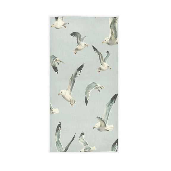 Towel 30x15 Inch Face Towel Hand Towel Bath Towels Hand Bath Towels Single-Sided Printed Towels, Lightweight, Breathable and Absorbent Green Seagull