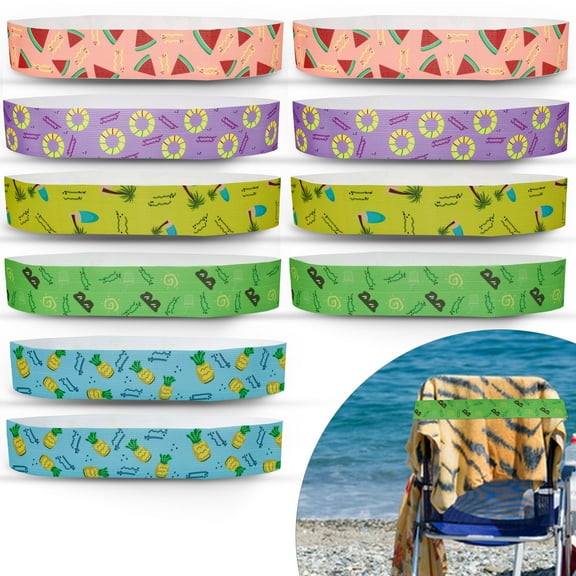 Towel Bands 10-Pack, No Snapping Windproof Towel Straps, Rubber Towel Band Chair Clips, Towel Holder for Lounge Beach, Pool& Cruise Ship Chairs