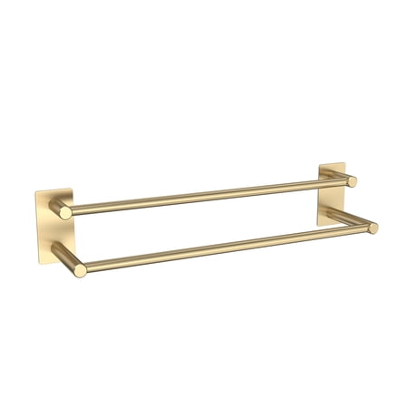Towel Bar Dual Towel Rack for Kitchen/Bathroom Wall Mounted SUS304 Brushed Stainless Steel Hand Towel Holder Rust/Scratch Resistant Towel Bars No Drilling - Self Adhesive - 21.65 inch, Gold