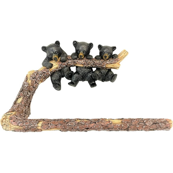 Towel Bar in Whimsical 3 Black Bears Hanging on Tree Branch Design for Bath/Kitchen Towel Holder Hanging Bar Arm Wall Mounted Rack