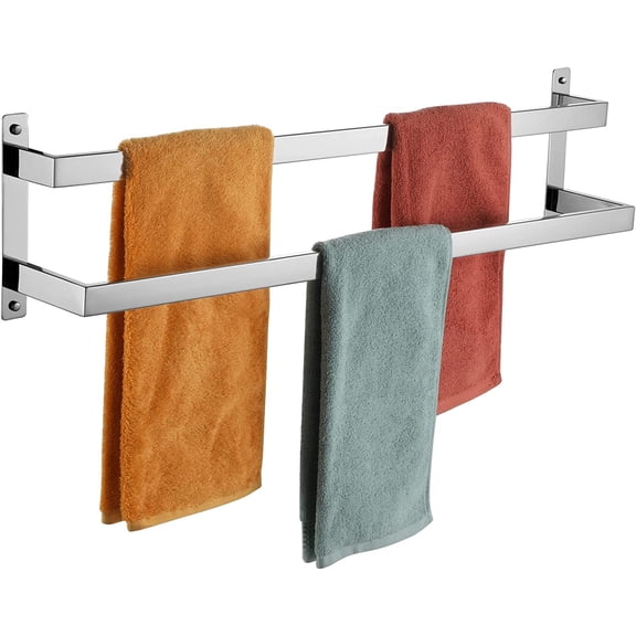 Towel Bars Bath Holders 32 Inches Chrome Bathroom 2-Tiers Ladder Rails Wall Mounted Towels Shelves Rack Polished Stainless Steel, B5008CH-L32
