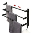 thumbnail image 1 of Towel Bars Freely Retractable 20-30 Inche Stainless Steel 304 Bath Towel Rack Strong 3M Adhesive Bathroom Wall-mounting Free mounting Hole-Installing washroom Kitchen Space Saving Black-3 Bars, 1 of 8