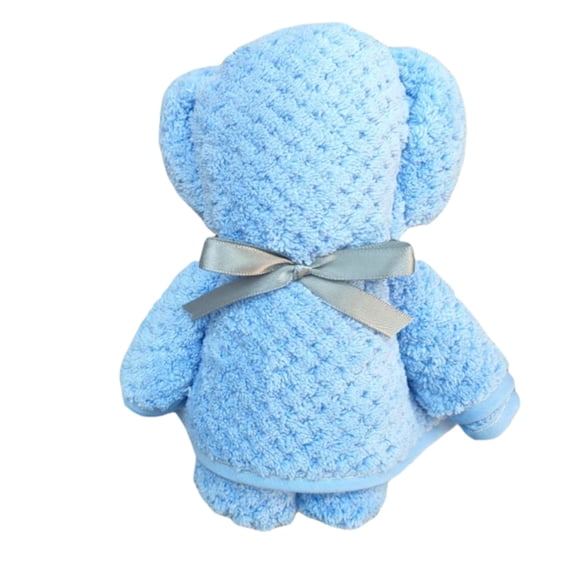 Towel for Bathroom, Hand Towel, Teddy Bear, Decorative, Gift Bow, Bow, 12X28 In, Coral Fleece, Quick Absorbing, All Ages Shower Gifts, Light Blue, 1 Pc