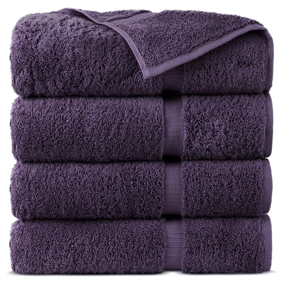 Towel Bazaar Premium Cotton Super Soft and Absorbent Turkish Towels (4-Piece, 30x60 Inches Extra Large Bath Towels, Plum Purple)
