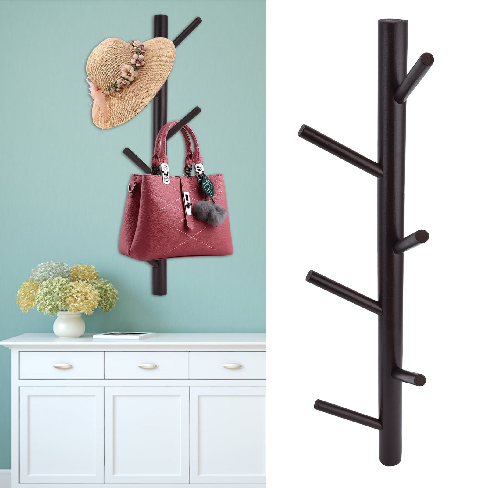 Towel Hanger, Hat Rack TreeShaped Coat Rack Wood Punch Tree Branch