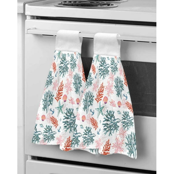 Towel Hanging Bathroom Microfiber Cloth Cleaning Dish Absorbent Kitchen for Towel Hand Color Water Coral