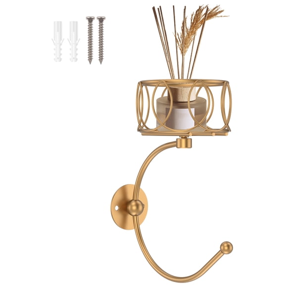 Towel Hook with Candle Holder Vintage Hand Towel Holder Metal Gold Robe Racks Wall Mounted for Bathroom Hotel Decor