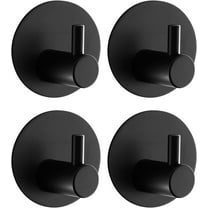 Towel Hooks for Bathroom (4 Pack) Adhesive Towel Hook Shower Hooks for Inside Shower - Sticky Bathroom Wall Hooks for Hanging Towels, Robe, Loofah, Bath Sponge - Matte Black Towel Hooks