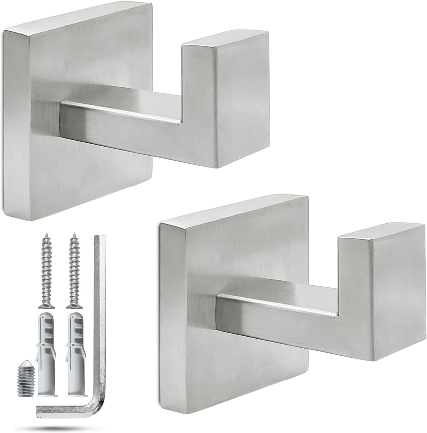 Towel Hooks for Bathroom Wall Mounted - Brushed Nickel Towel Hook ...