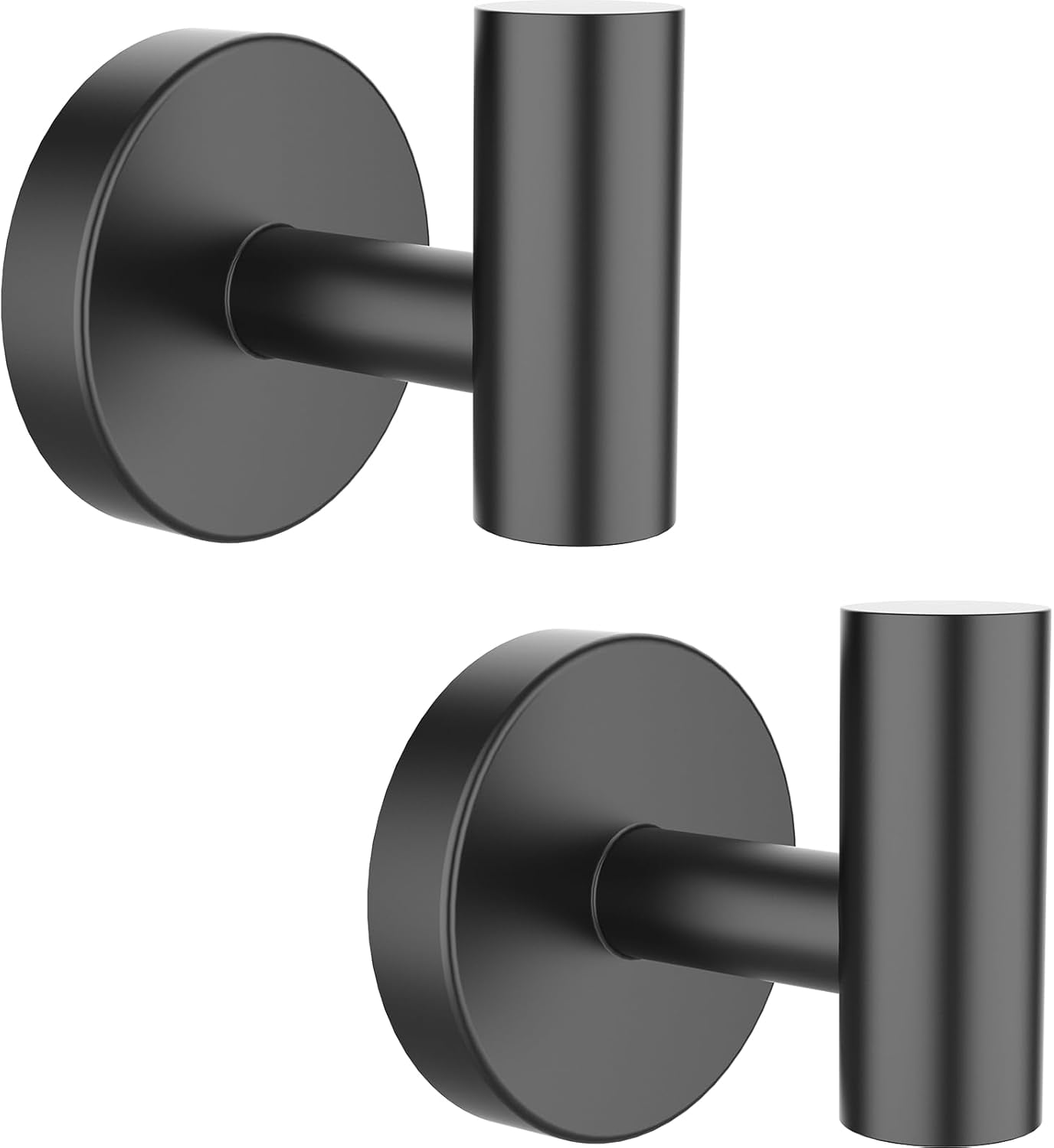 Towel Hooks for Bathrooms 2 Packs Screw-in Matte Black Bathroom Towel Hook Wall Mounted 304 ...