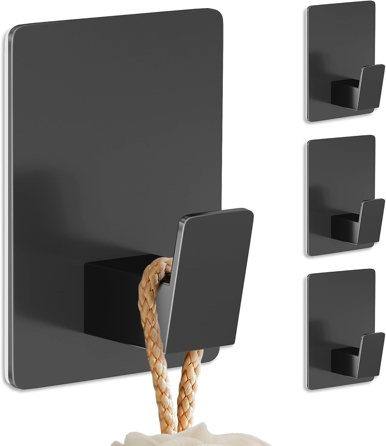 Towel Hooks for Bathrooms, Adhesive 4 Pack Towel Hooks, Heavy Duty Wall Hook for Hanging Towel ...