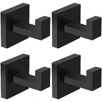 Towel Hooks Hand Towel Holder for Bathroom Wall Livingroom Bedroom Kitchen Closet Heavy Duty Stainless Steel Hook Hanger for Robe, Bath Towel, Coat (Square Matte Black)